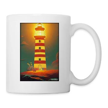 lighthouse sea light North Sea Baltic Sea holiday beach - Mug - white - Right