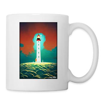 lighthouse sea light North Sea Baltic Sea holiday beach - Mug - white - Right