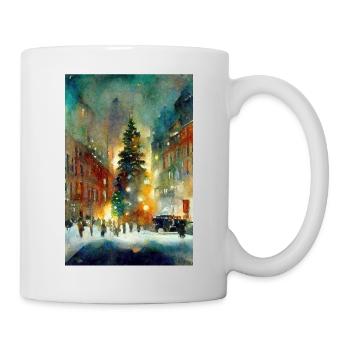 Aquarelle Ville de Noël - Mug blanc - blanc - Droite
