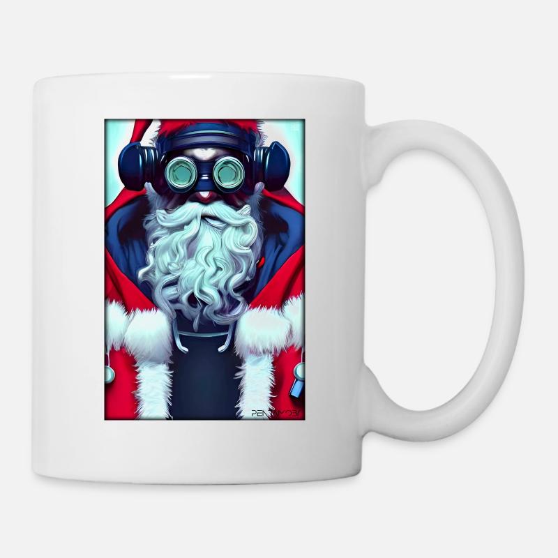 Père Noël Noël Future Cyber Neon Punk - Mug blanc - blanc