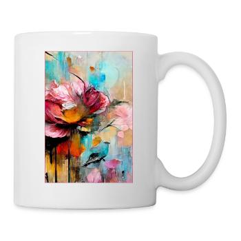 Foral Abstract Rose Blooms Abstrakt - Tasse - Weiß - Rechts
