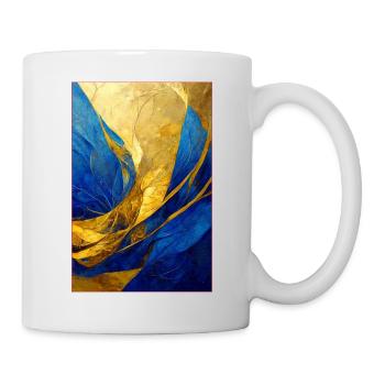 Abstract Painting in Blue and Gold - Tasse - Weiß - Rechts
