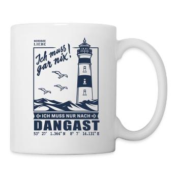Dangast Urlaub Nordsee Jadebusen Strand Leuchtturm - Tasse - Weiß - Rechts