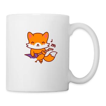 Gitarre Fuchs Wald Mädchen Musik - Tasse - Weiß - Rechts