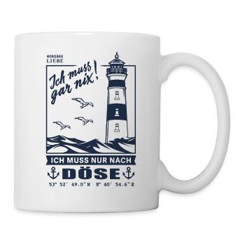 Döse Koordinaten Nordsee Urlaub Möwen Leuchtturm - Tasse - Weiß - Rechts