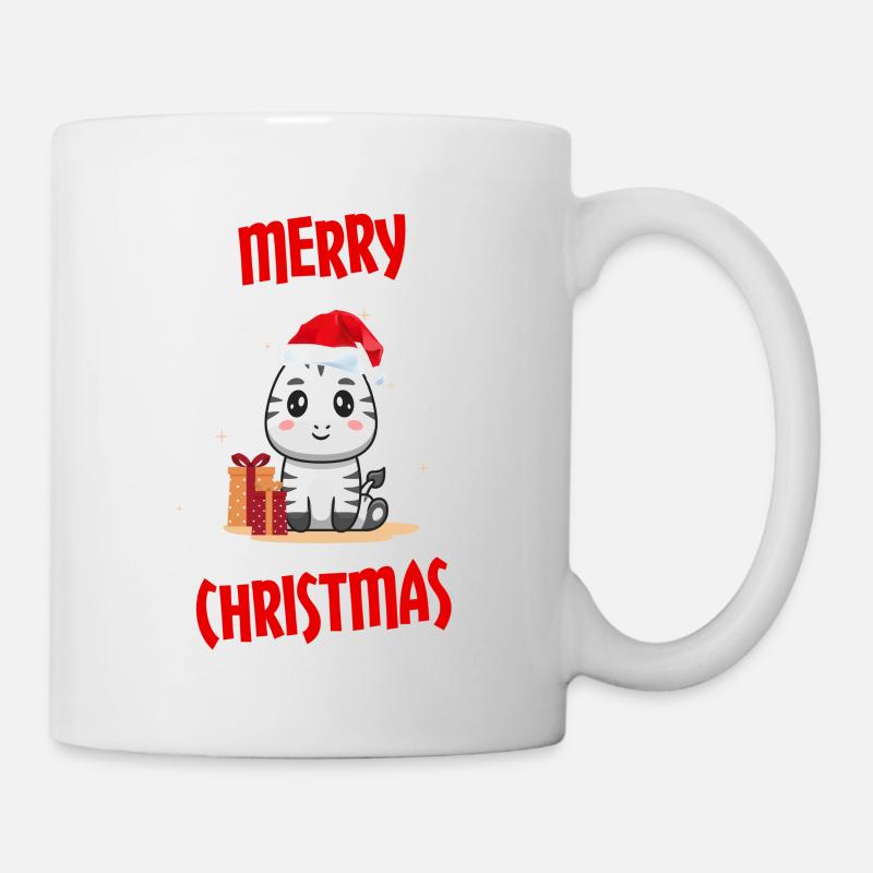 Christmas with zebra and Christmas hat - Mug - white