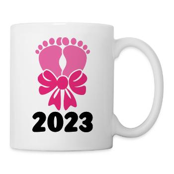 Baby 2023 Pregnancy announce baby birth - Mug - white - Right