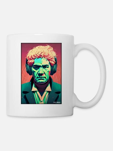 Ludwig van Beethoven DJ Headphones Music Party - Mug - white