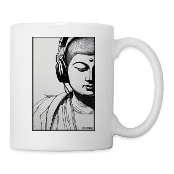 Bouddha Wisdom Professeur DJ Casque Musique Party - Mug blanc - blanc - Droite