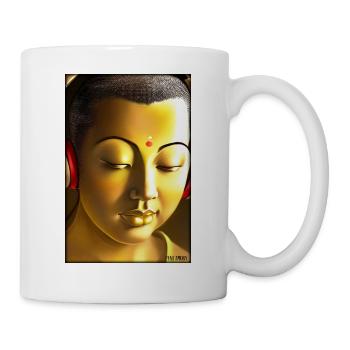Bouddha Wisdom Professeur DJ Casque Musique Party - Mug blanc - blanc - Droite