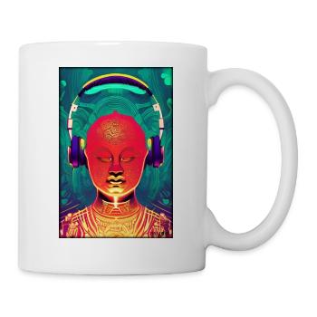 Bouddha Wisdom Professeur DJ Casque Musique Party - Mug blanc - blanc - Droite