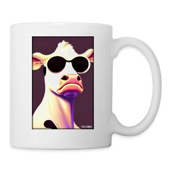 Kuh Sonnenbrille Tierwelt Bauernhof Milchkuh - Tasse - Weiß - Rechts