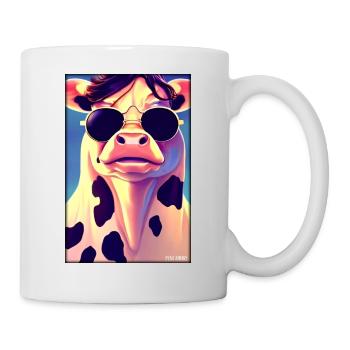 Kuh Sonnenbrille Tierwelt Bauernhof Milchkuh - Tasse - Weiß - Rechts