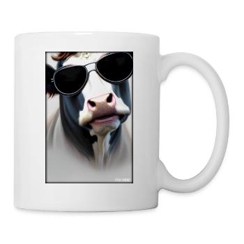 Kuh Sonnenbrille Tierwelt Bauernhof Milchkuh - Tasse - Weiß - Rechts