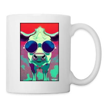 Kuh Sonnenbrille Tierwelt Bauernhof Milchkuh - Tasse - Weiß - Rechts