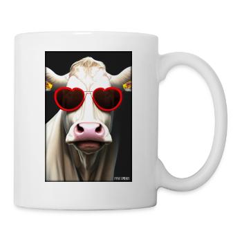 Kuh Sonnenbrille Tierwelt Bauernhof Milchkuh - Tasse - Weiß - Rechts