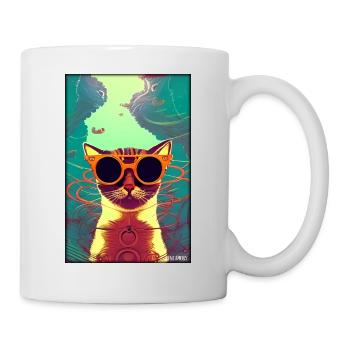 Chat Chat Lunettes de soleil Animaux sauvages Animaux de compagnie - Mug blanc - blanc - Droite