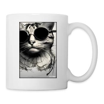 Chat Chat Lunettes de soleil Animaux sauvages Animaux de compagnie - Mug blanc - blanc - Droite