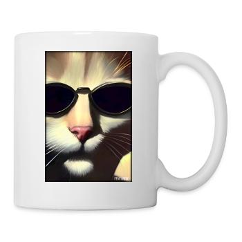 Chat Chat Lunettes de soleil Animaux sauvages Animaux de compagnie - Mug blanc - blanc - Droite
