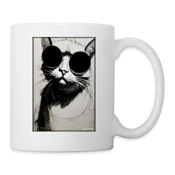 Chat Chat Lunettes de soleil Animaux sauvages Animaux de compagnie - Mug blanc - blanc - Droite