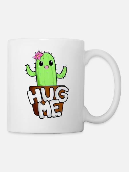 Hug Me Kaktus Selbstgestaltet Kawaii Japan - Tasse - Weiß