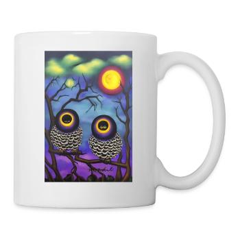 Hiboux dans la Lune - Mug blanc - blanc - Droite