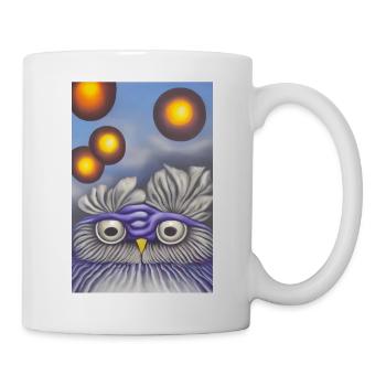Hibou avec lune - Mug blanc - blanc - Droite