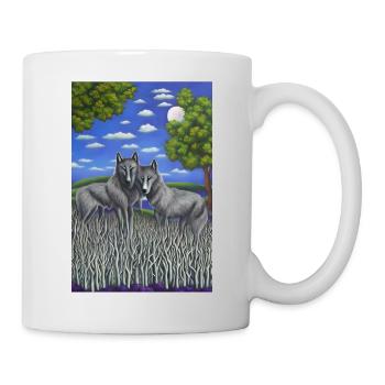 Loups en bois - Mug blanc - blanc - Droite