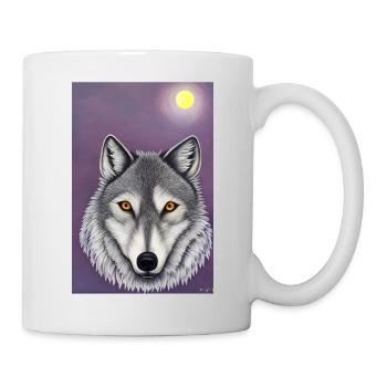 Loup sous la Lune - Mug blanc - blanc - Droite