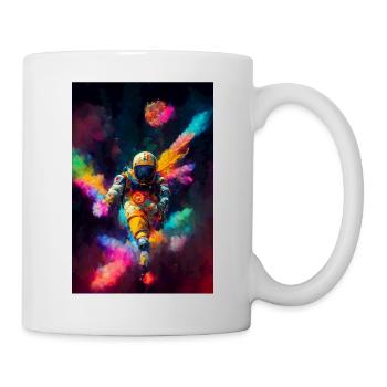 Astronaut im bunten All - Tasse - Weiß - Rechts