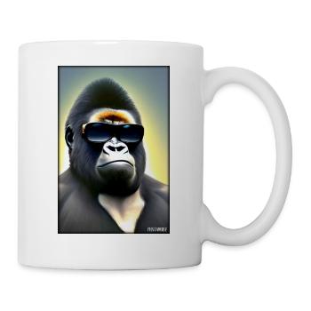 Gorilla Sonnenbrille Tierwelt Waldtier Tiere Wild - Tasse - Weiß - Rechts
