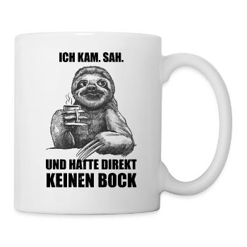 Lustiger sarkastischer Faultier-Spruch - Tasse - Weiß - Rechts