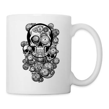 Crazy Steampunk Totenkopf im einzigartigen Design - Tasse - Weiß - Rechts