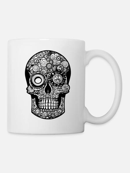 Steampunk Crazy Skull Future Fantasy Design - Mug - white