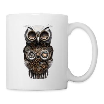 Steampunk verrückte Eule Future Fantasy Design - Tasse - Weiß - Rechts