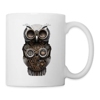 Steampunk Crazy Owl Future Fantasy Design - Tasse - Weiß - Rechts