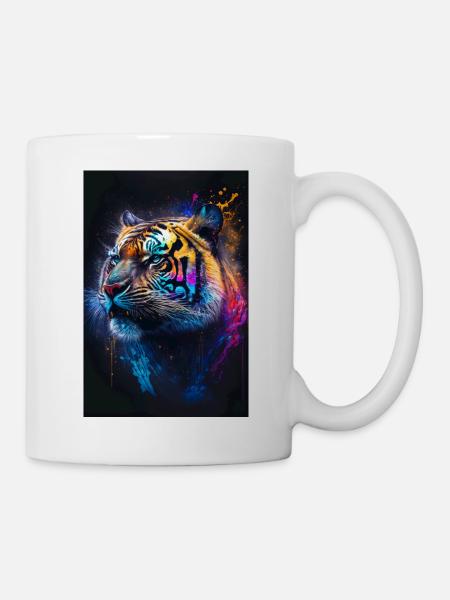 Coloured tiger with blobs - Mug - white