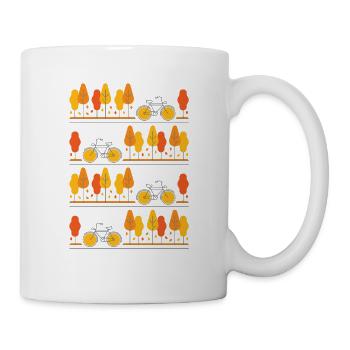 Cycling through autumn (grey lines) - Mug - white - Right