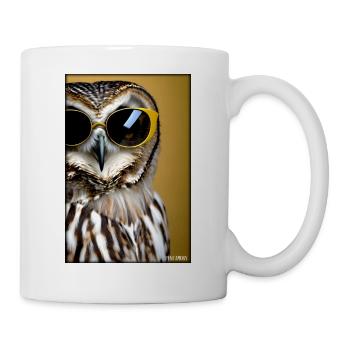 Eule Sonnenbrille Wildtier Vogel Waldtier Wald - Tasse - Weiß - Rechts
