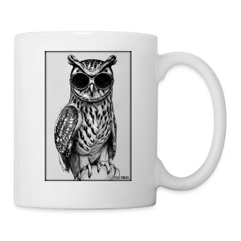Eule Sonnenbrille Wildtier Vogel Waldtier Wald - Tasse - Weiß - Rechts