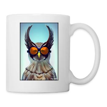 Eule Sonnenbrille Wildtier Vogel Waldtier Wald - Tasse - Weiß - Rechts