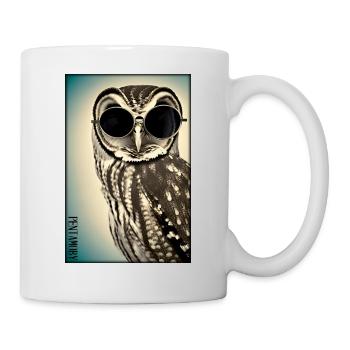Eule Sonnenbrille Wildtier Vogel Waldtier Wald - Tasse - Weiß - Rechts