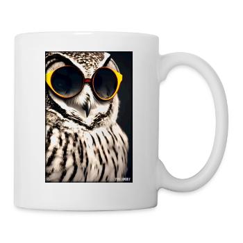 Eule Sonnenbrille Wildtier Vogel Waldtier Wald - Tasse - Weiß - Rechts