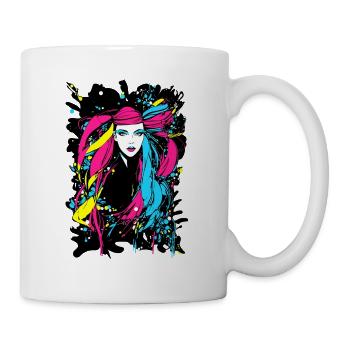 Farbenfrohe Frau - Tasse - Weiß - Rechts