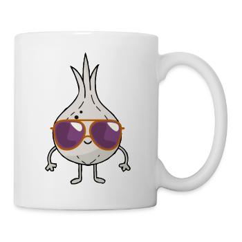 Coole Zwiebel mit Sonnenbrille - Tasse - Weiß - Rechts