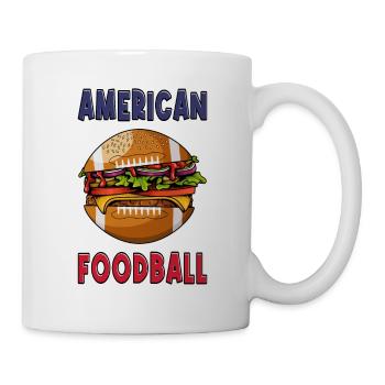 American Football Burger Hamburger Cartoon Fan - Tasse - Weiß - Rechts