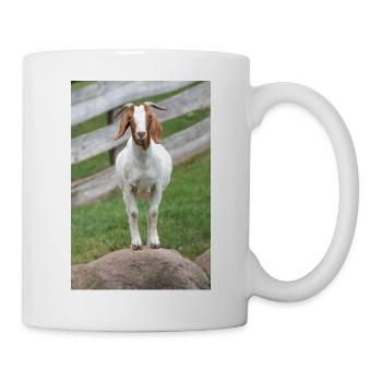 Goat (Ziege, Capra) brown and white - Mug - white - Right