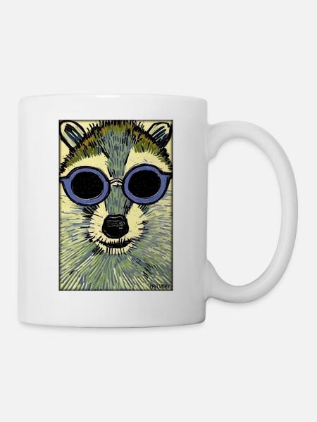 Waschbär Sonnenbrille Wildtier Waldtier Wald Natur - Tasse - Weiß