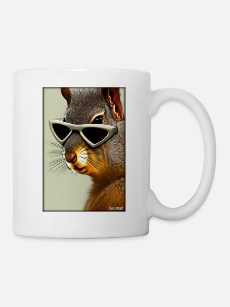 Eichhörnchen Sonnenbrille Wildtier Waldtier Wald - Tasse - Weiß