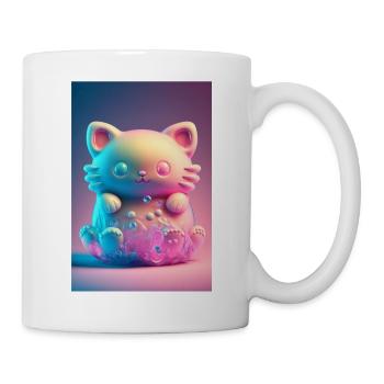Bunte Katze - Tasse - Weiß - Rechts